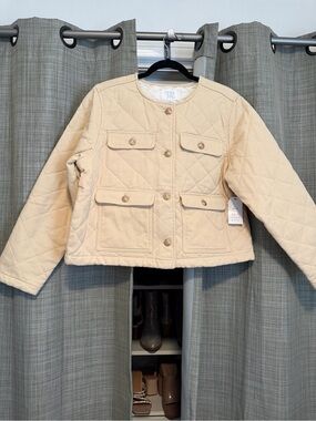 Time and Tru Cream Quilted Puffer Jacket
